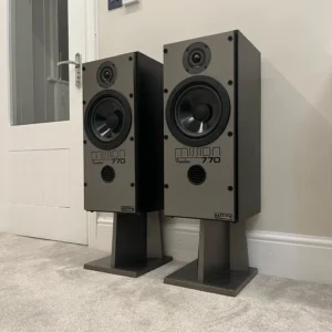 MISSION FREEDOM 770 SPEAKERS WITH ORIGINAL STANDS. VERY NICE SOUND.