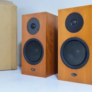 BOXED LINN KATAN LOUDSPEAKERS IN CHERRY FINISH. WITH REAR LINK BOARDS.